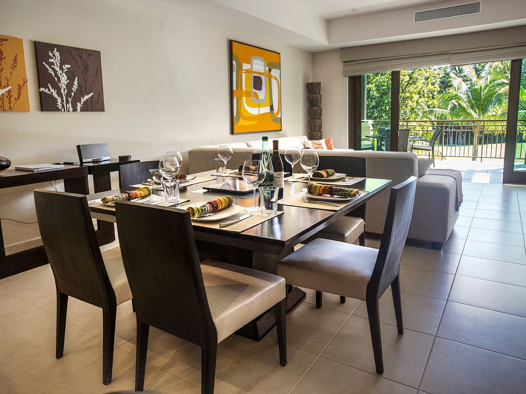 Elegant dining room has plenty of space for a family dinner