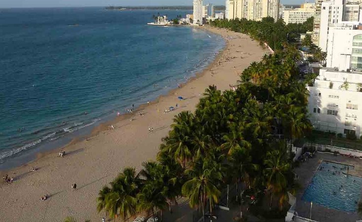 Isla Verde beach without the Sunday crowd. Pool to the right