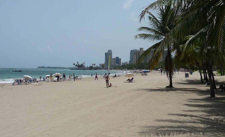 Isla Verde beach. Jet skis for rent down to the right.