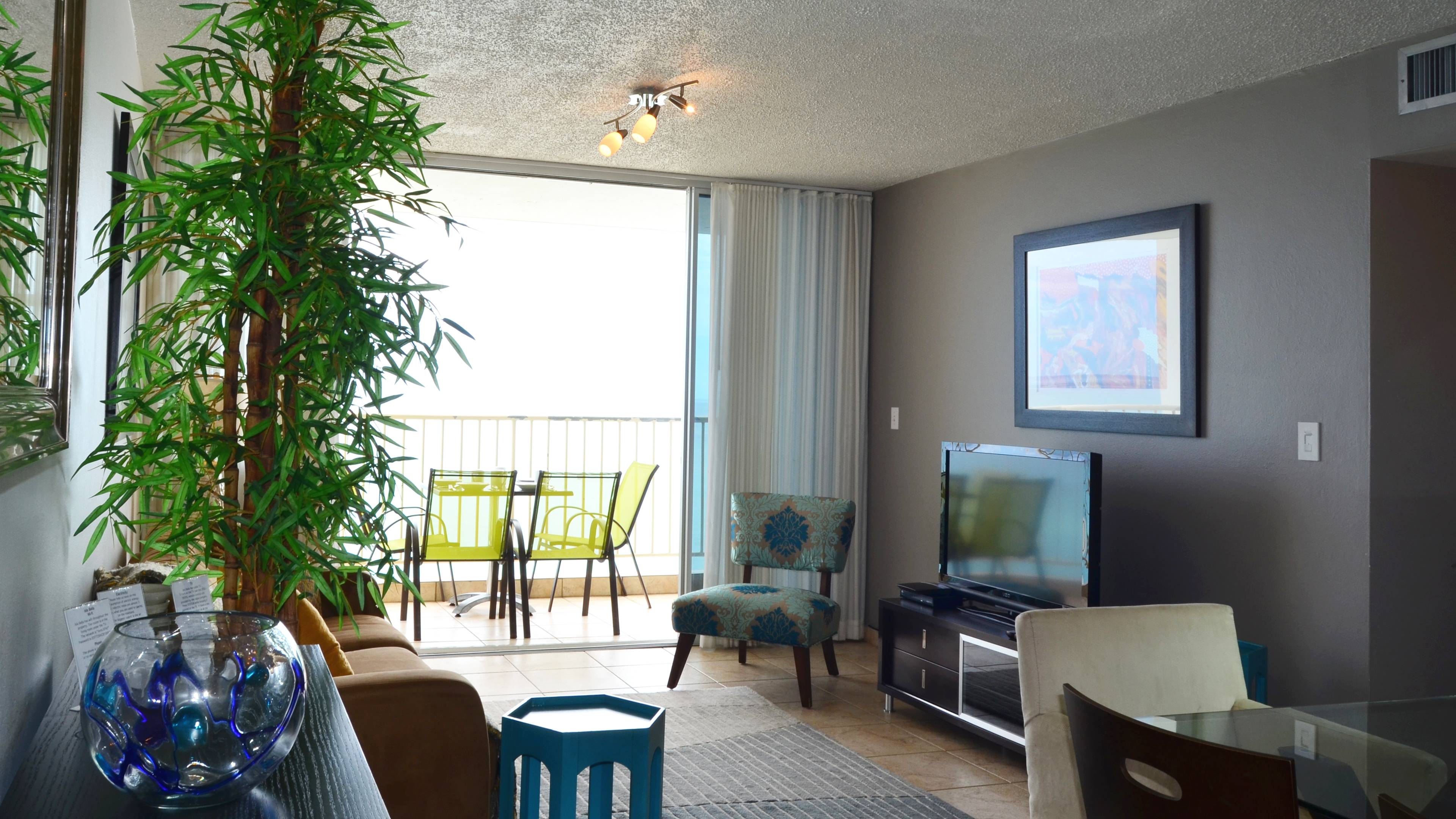 Living room view to balcony