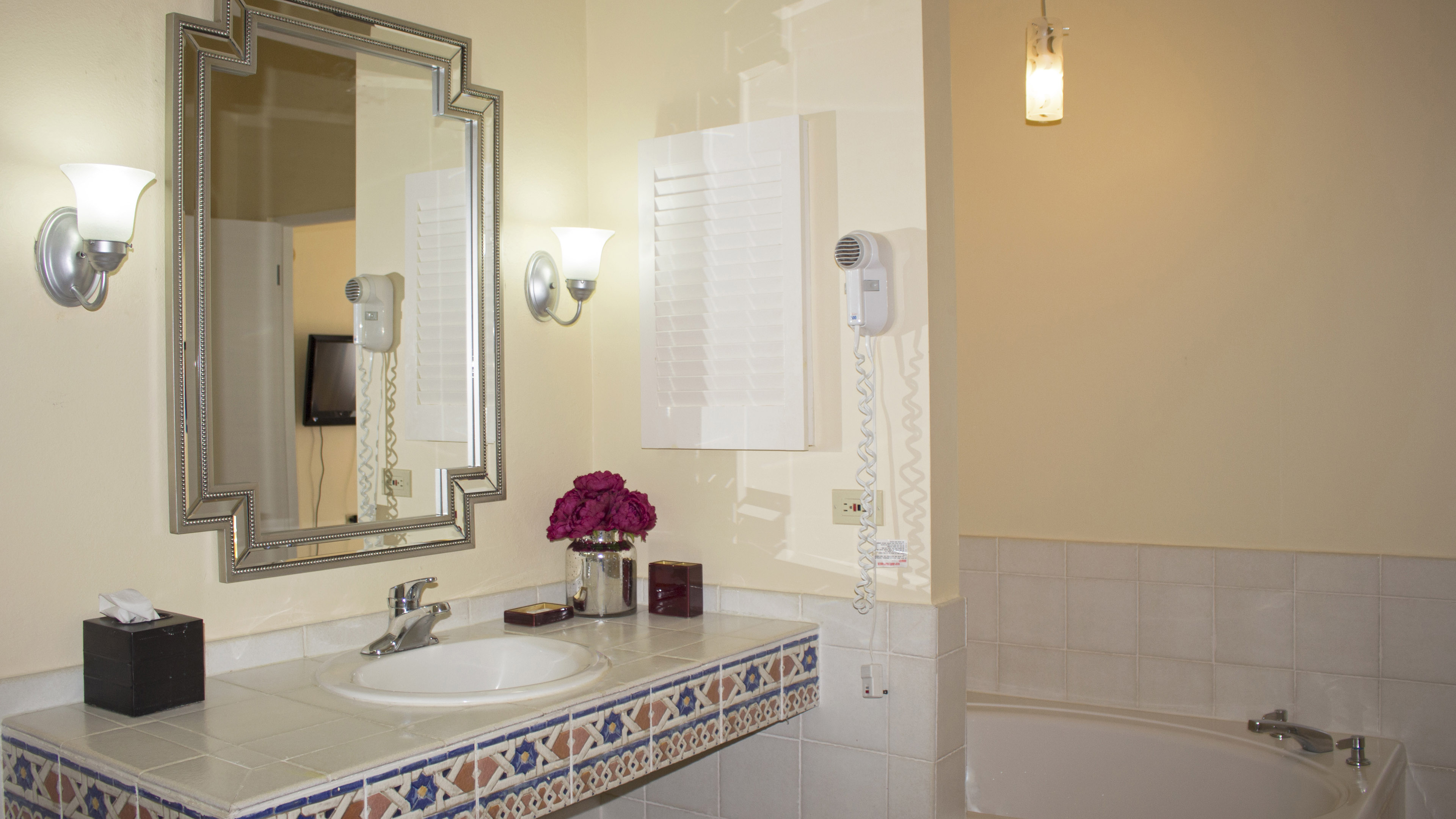 Elegant bathroom. Hair dryer included.