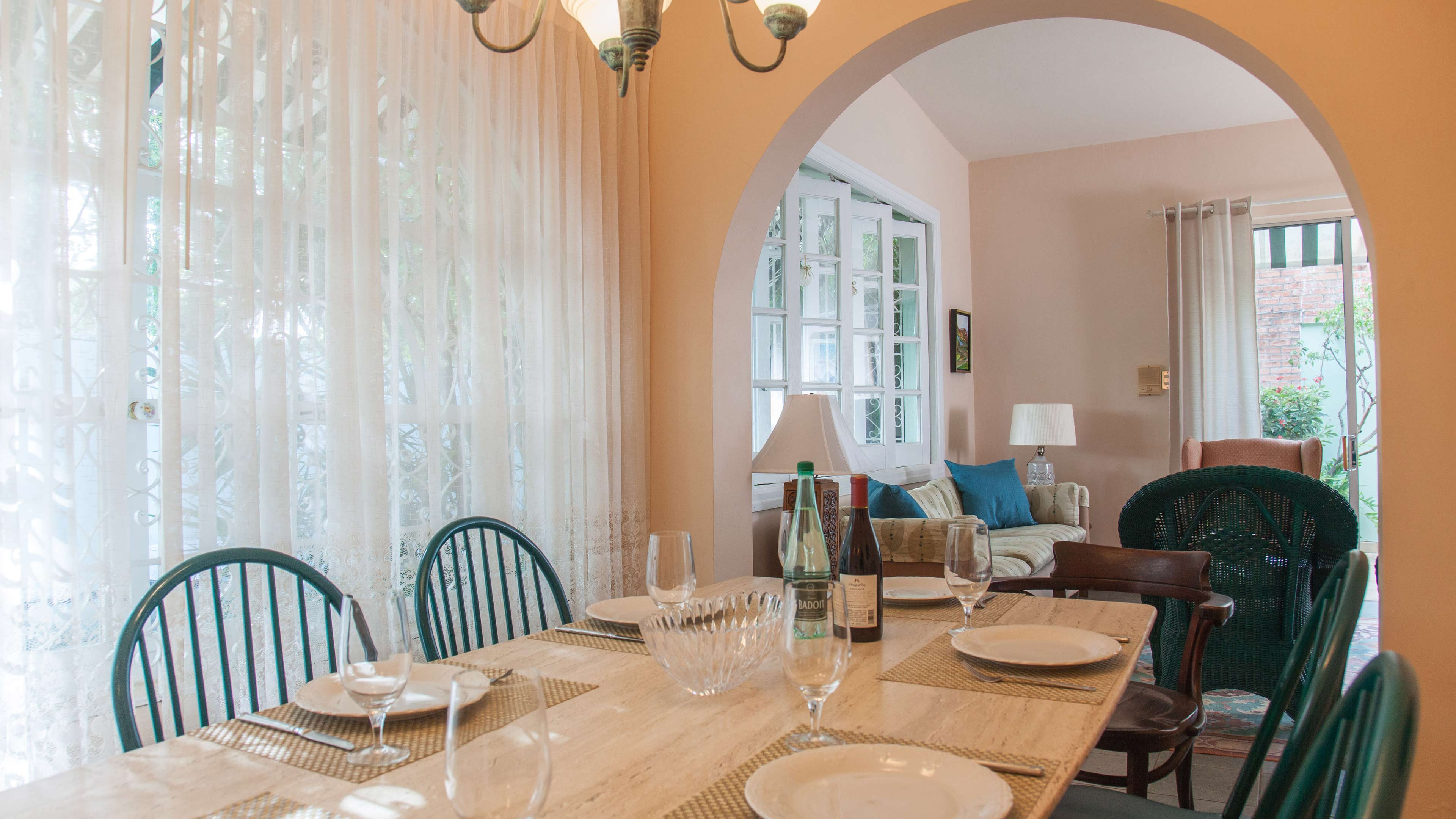 Dining room has plenty of space for a family dinner