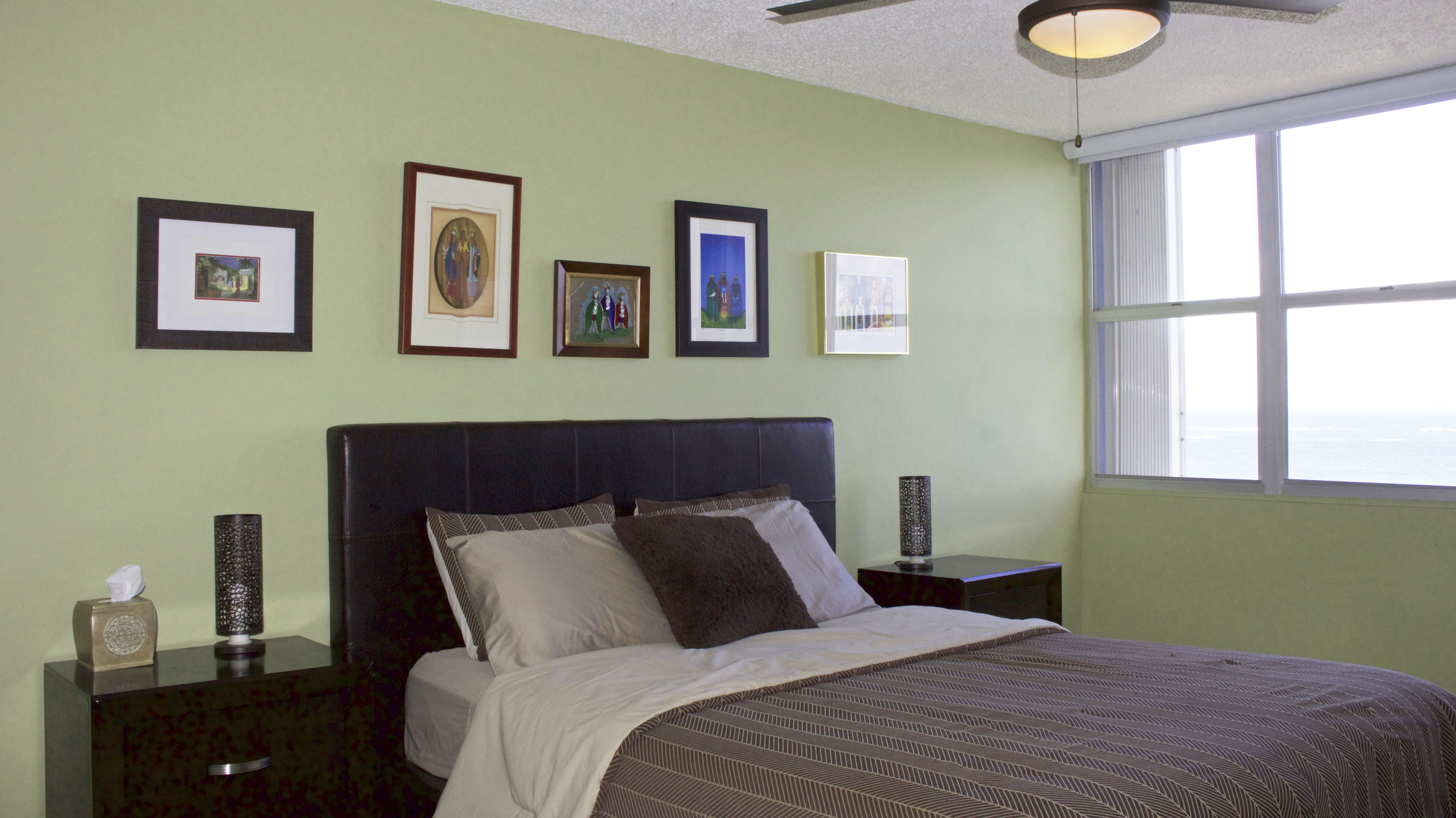 Master bedroom with Queen- sized bed and en-suite bathroom