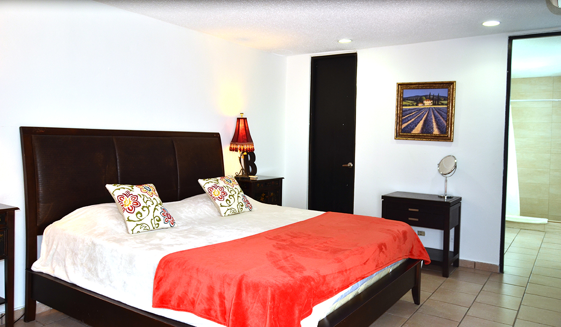 Master bedroom has a King sized bed and en-suite bathroom.