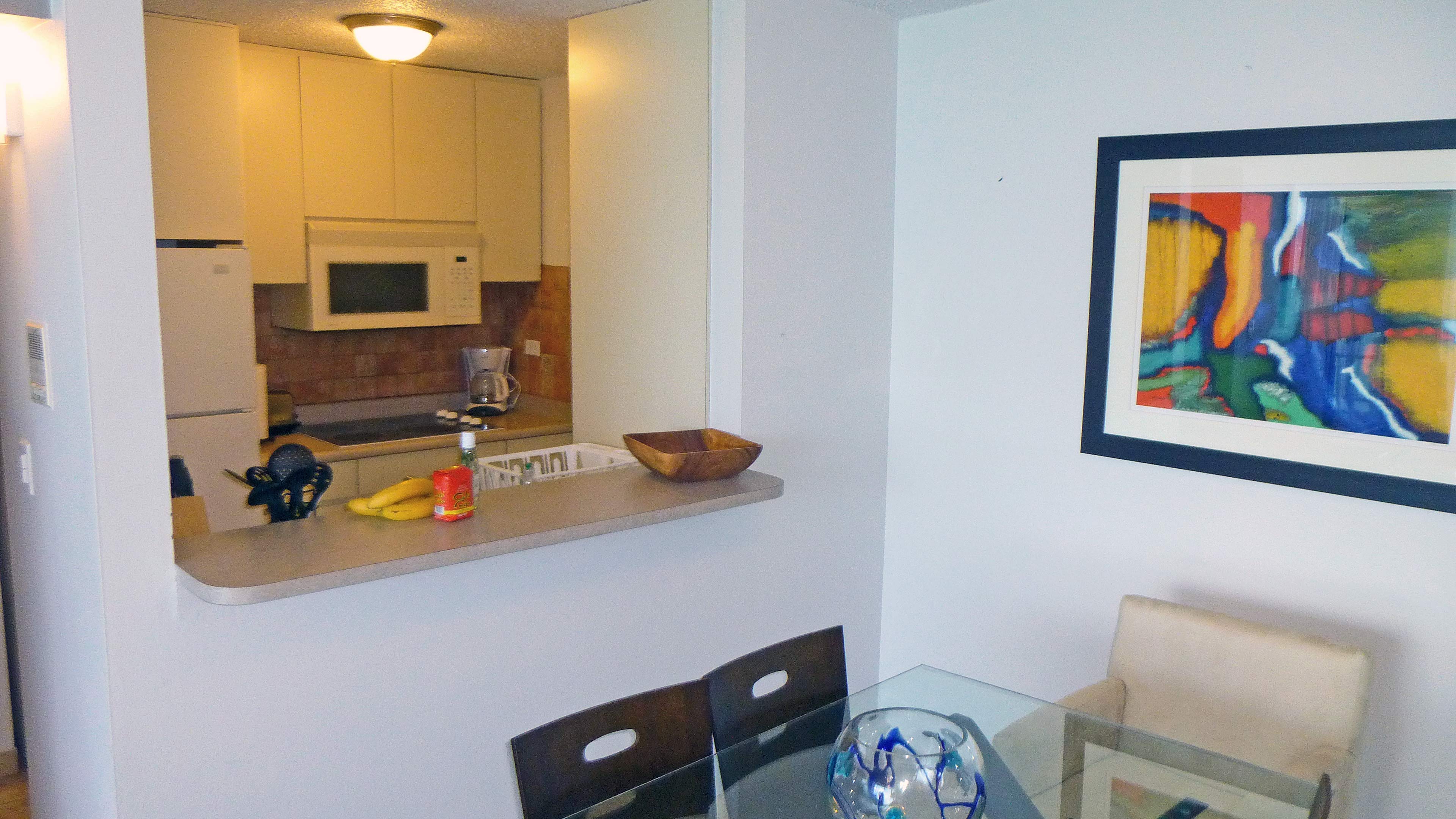 Dining room and kitchen.