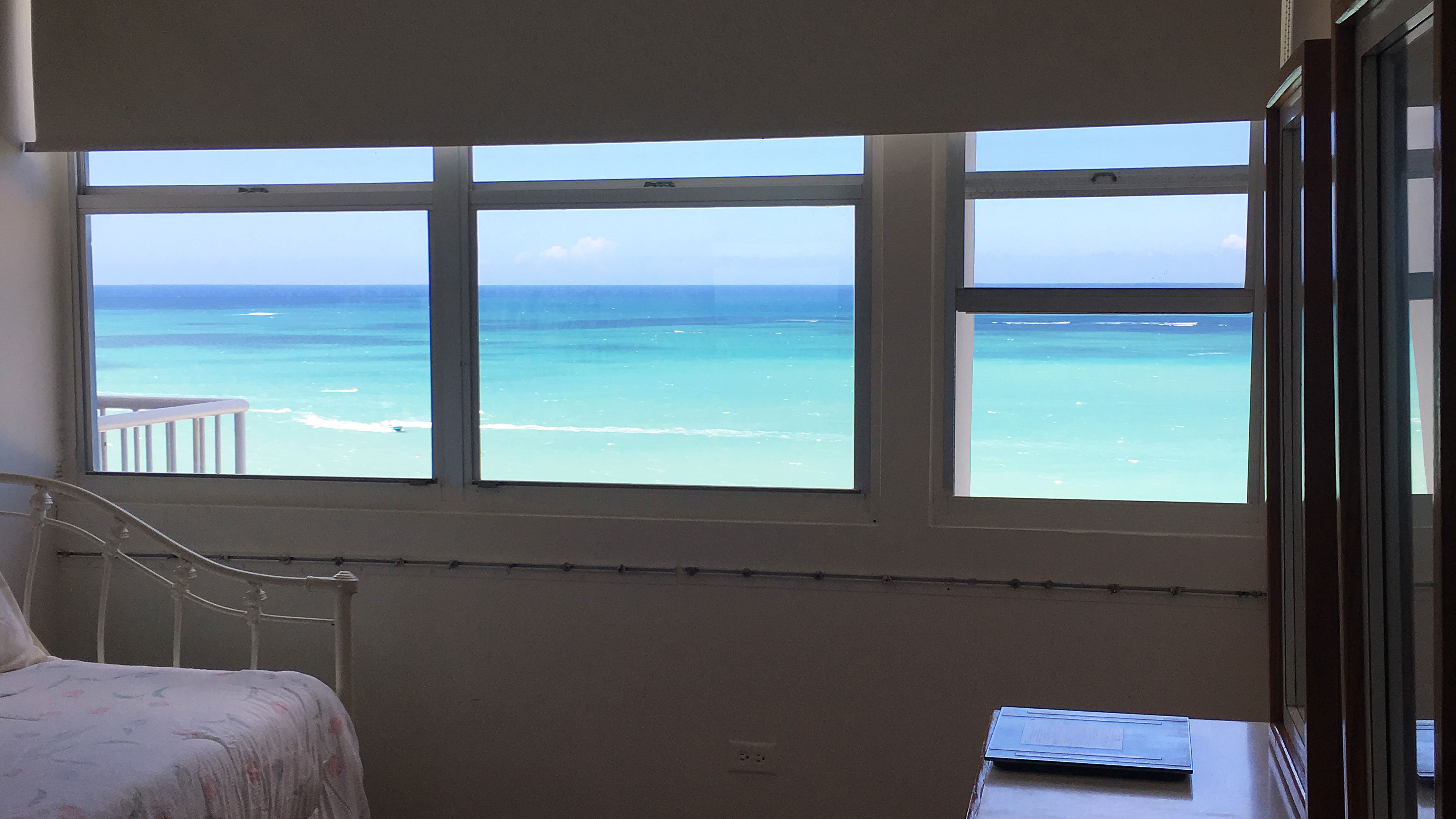 Both bedrooms have views of the beach to die for.