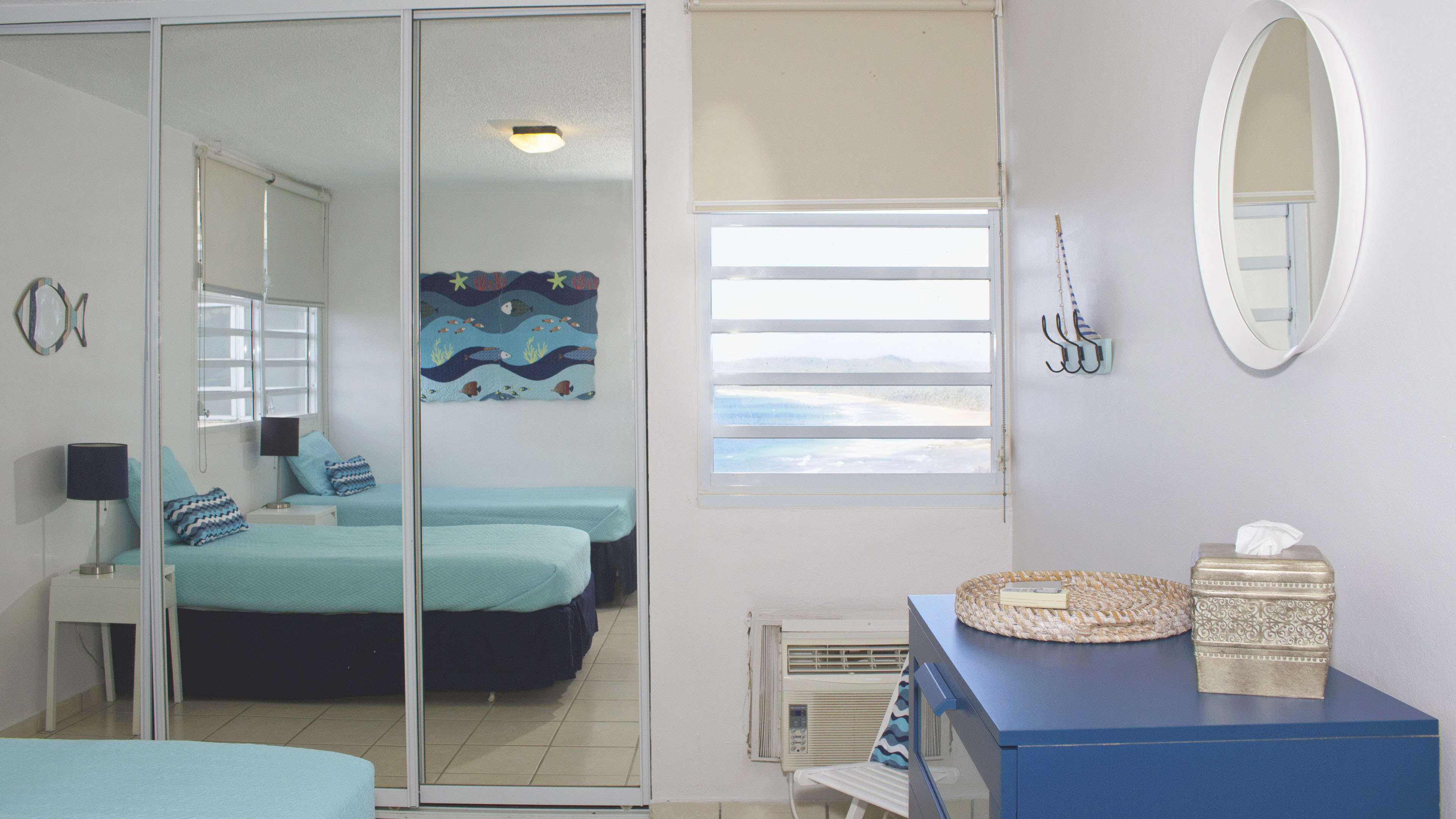 Each bedroom has its separate a/c unit and views.