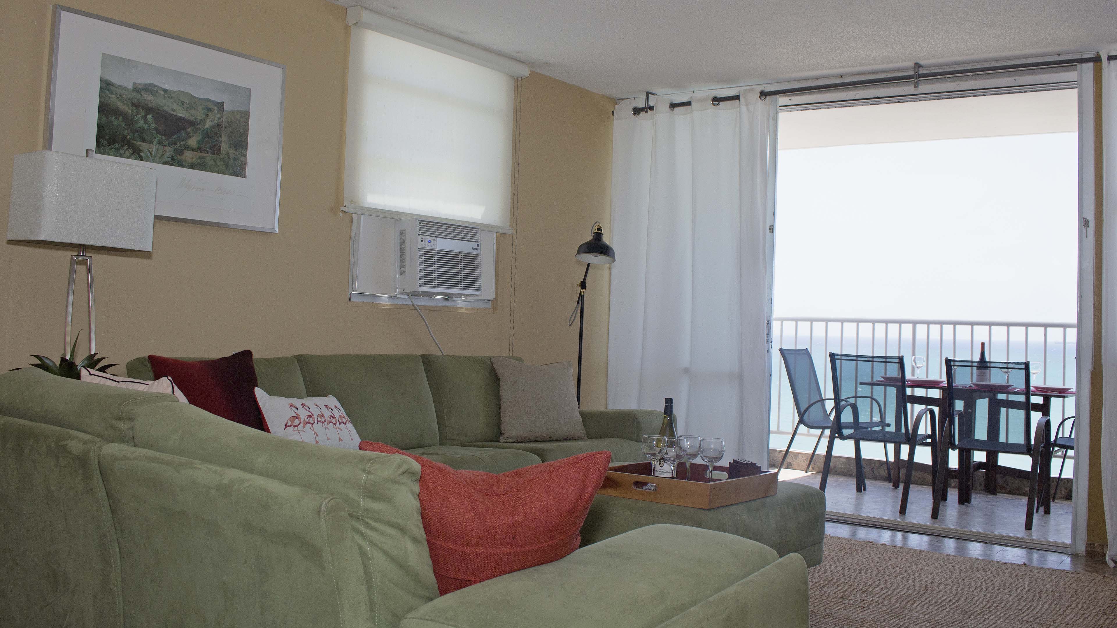 Individual a/c units in living and dining room.